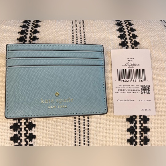 NWT Kate Spade New York Schuyler Small Slim Card Holder - Smoky Blue - Picture 4 of 12